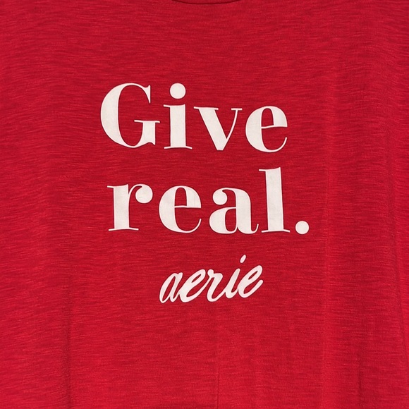 Aerie Real Soft Red Give Real Oversized Tee Shirt Size Small - Picture 2 of 6